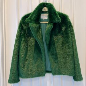 FRAME Kelly Green Faux Fur Jacket